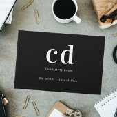 Zwart wit monogram naam modern minimalistisch gastenboek
