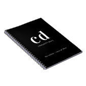 Zwart wit monogram naam modern minimalistisch notitieboek (Rechterzijde)