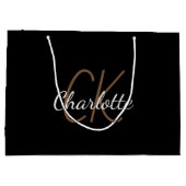 Zwart wit monogram naam script modern elegant groot cadeauzakje (Achterkant)