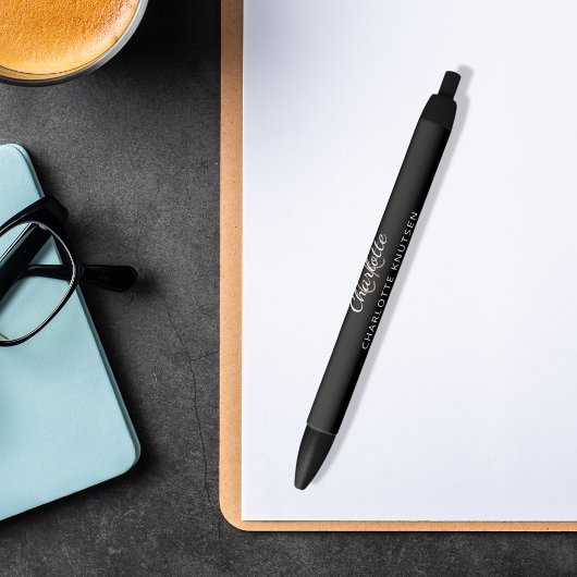 Zwart wit monogram naam script zwarte inkt pen
