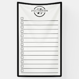 Zwart Wit Monogram Naam Takenlijst Afwisbaar Spandoek