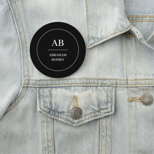 Zwart-wit monogram naamplaatje | Aangepast minimum (In situ)