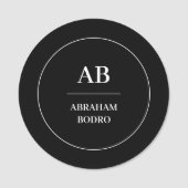 Zwart-wit monogram naamplaatje | Aangepast minimum (Voorkant)