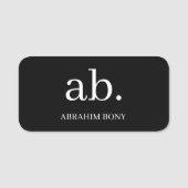 Zwart-wit monogram naamplaatje | Elegant gebruik (Voorkant)