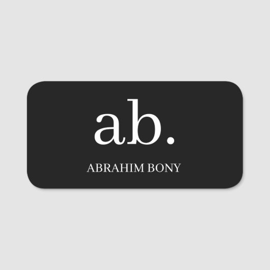 Zwart-wit monogram naamplaatje | Elegant gebruik (Voorkant)