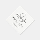 Zwart-wit monogram nog lang en gelukkig servet (Hoek)