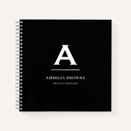 Zwart-wit monogram Notitieboek | Minimalistische o
