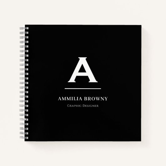 Zwart-wit monogram Notitieboek | Minimalistische o (Voorkant)