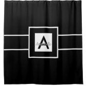 Zwart wit monogram op maat douchegordijn (Voorkant)