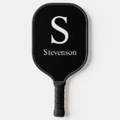 Zwart wit monogram op maat pickleball paddle (Achterkant)