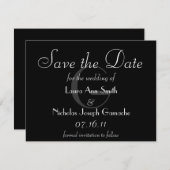 zwart-wit monogram Opslaan datum Save The Date (Voorkant / Achterkant)