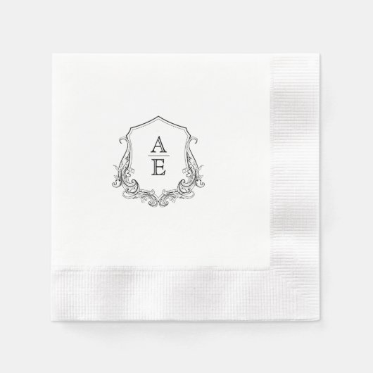 Zwart-wit  Monogram Papier Servet (Voorkant)