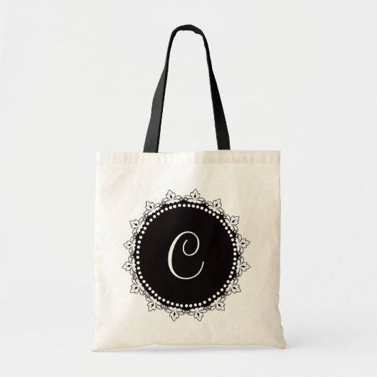 Zwart-wit monogram Persoonlijke Canvas tas (Voorkant)
