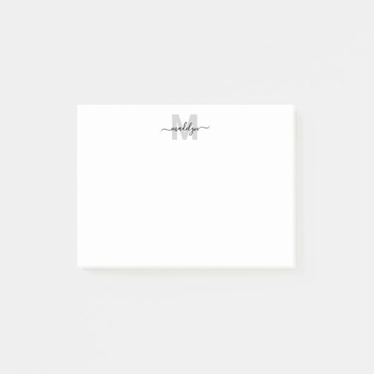 Zwart Wit Monogram Post-it® Notes (Voorkant)