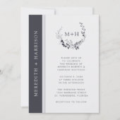 Zwart-wit Monogram QR Code Bruiloft Kaart (Voorkant)