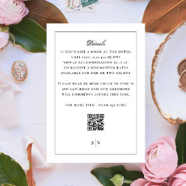 Zwart wit monogram QR CODE Elegant Wedding Informatiekaartje