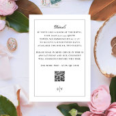 Zwart wit monogram QR CODE Elegant Wedding Informatiekaartje