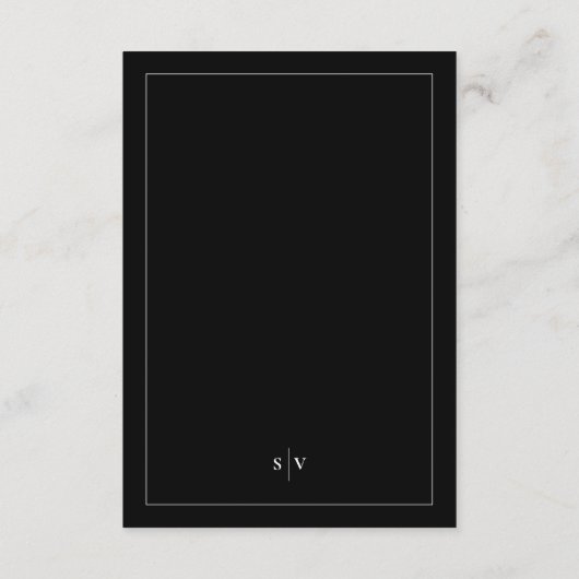 Zwart wit monogram QR CODE Elegant Wedding Informatiekaartje (Achterkant)