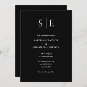 Zwart-wit monogram QR-code huwelijksuitnodiging Kaart (Voorkant / Achterkant)