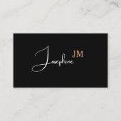 Zwart wit monogram QR code Visitekaartje (Voorkant)