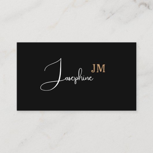 Zwart wit monogram QR code Visitekaartje (Voorkant)