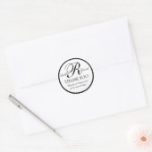Zwart wit Monogram R bruiloft gunst Stickers (Envelop)