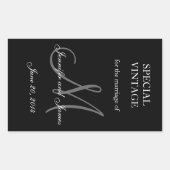 Zwart-wit Monogram Rechthoek Bruiloft Labels (Voorkant)