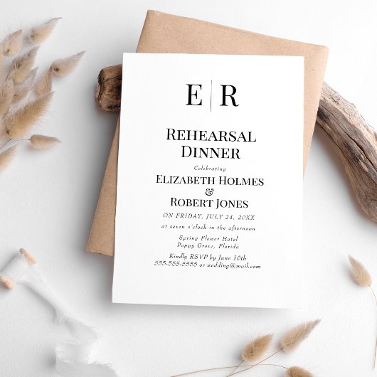 Zwart-wit Monogram repetitie diner Kaart