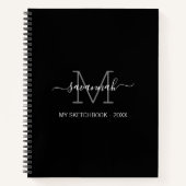 Zwart-Wit Monogram Schetsboek Notitieboek (Voorkant)