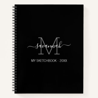 Zwart-Wit Monogram Schetsboek Notitieboek
