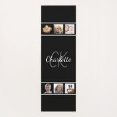 Zwart wit monogram script foto yogamat (Achterkant)