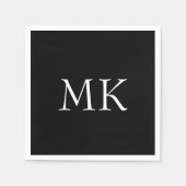 Zwart wit monogram servet (Voorkant)