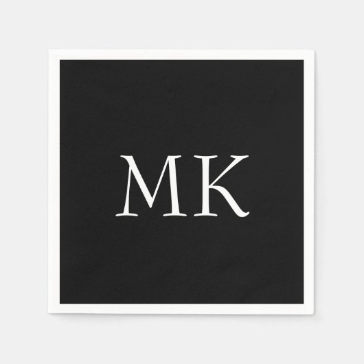 Zwart wit monogram servet (Voorkant)