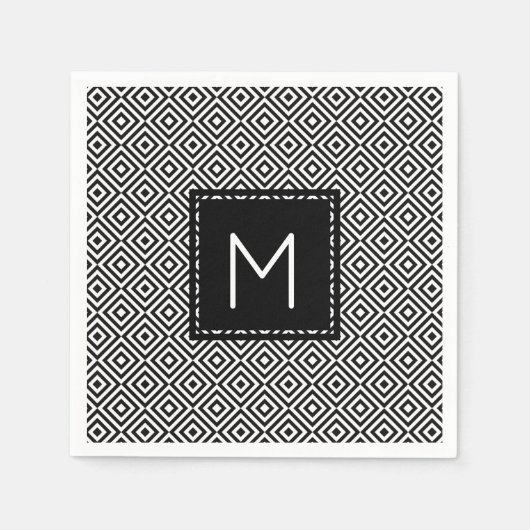 Zwart-wit  monogram servet (Voorkant)