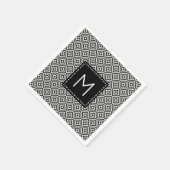 Zwart-wit  monogram servet (Hoek)