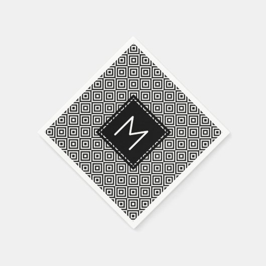 Zwart-wit  monogram servet (Hoek)