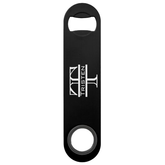 Zwart Wit Monogram Stijlvolle Klassieker Speed Flessenopener (Voorkant)