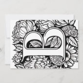 Zwart-wit Monogram Tattoo Bloemen Bruiloft Kaart (Achterkant)