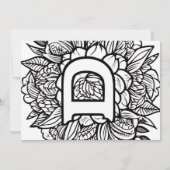 Zwart-wit Monogram Tattoo Bloemen Bruiloft Kaart (Achterkant)