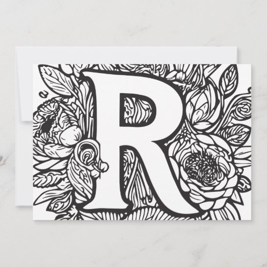 Zwart-wit Monogram Tattoo Bloemen Verjaardag Kaart (Achterkant)