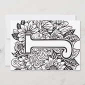 Zwart-wit Monogram Tattoo Bloemen Verjaardag Kaart (Achterkant)