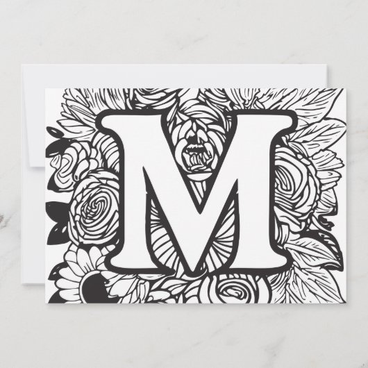 Zwart-wit Monogram Tattoo Bloemen Verjaardag Kaart (Achterkant)