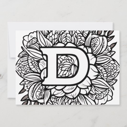 Zwart-wit Monogram Tattoo Bloemen Verjaardag Kaart (Achterkant)