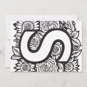 Zwart-wit Monogram Tattoo Bloemen Verjaardag Kaart (Achterkant)