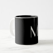 Zwart-wit - monogram toevoegen tweekleurige koffiemok (Voorkant links)