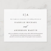 Zwart-wit monogram trouwfeest uitstel aankondigingskaart (Voorkant)