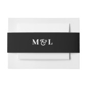 Zwart & Wit Monogram Trouwkleding voor Koppels Uitnodigingen Wikkel (Voorkant Voorbeeld)