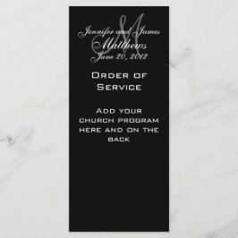 Zwart Wit Monogram Trouwprogramma's Programmakaart