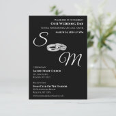 Zwart-wit-Monogram-Trouwringen- Kaart (Staand voorkant)