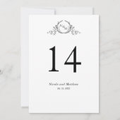 Zwart-wit Monogram Trouwtafel Nummer (Achterkant)